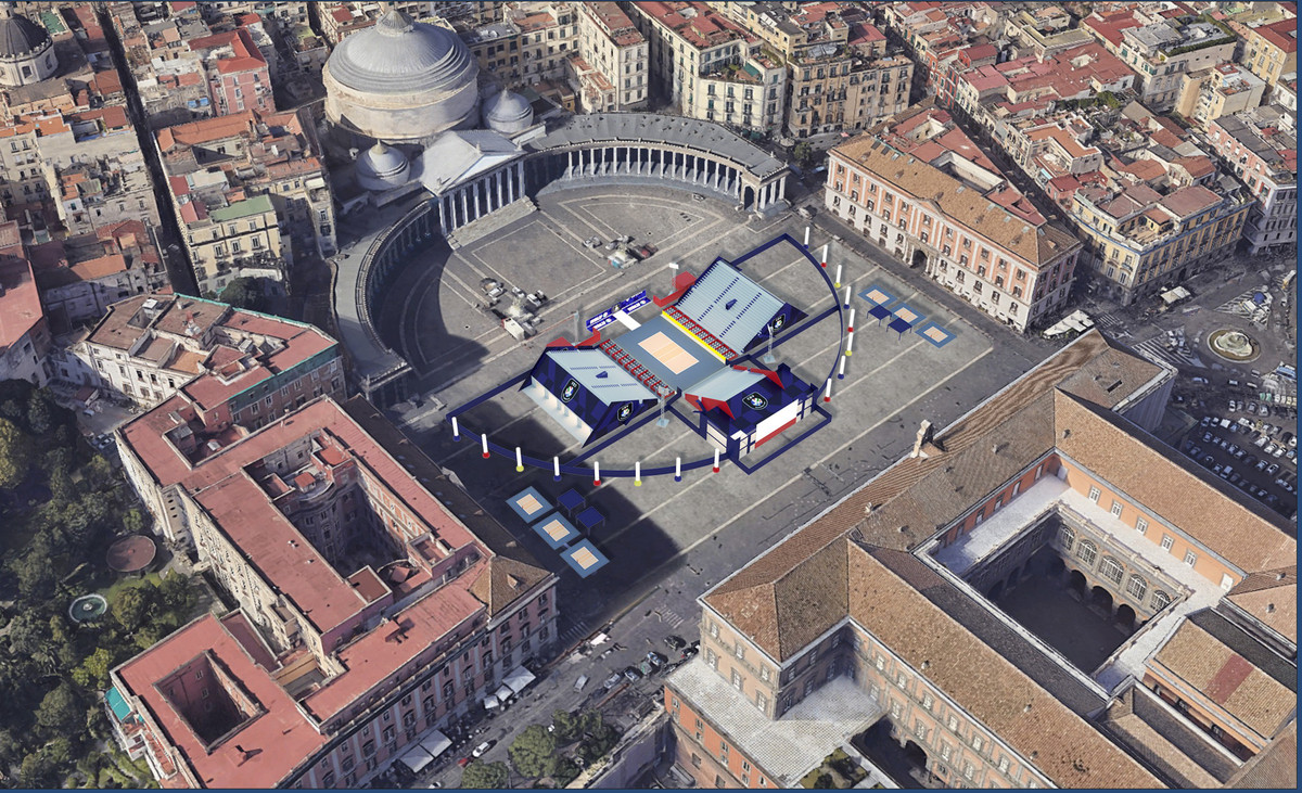 Europei 2026: Il rendering di Piazza del Plebiscito