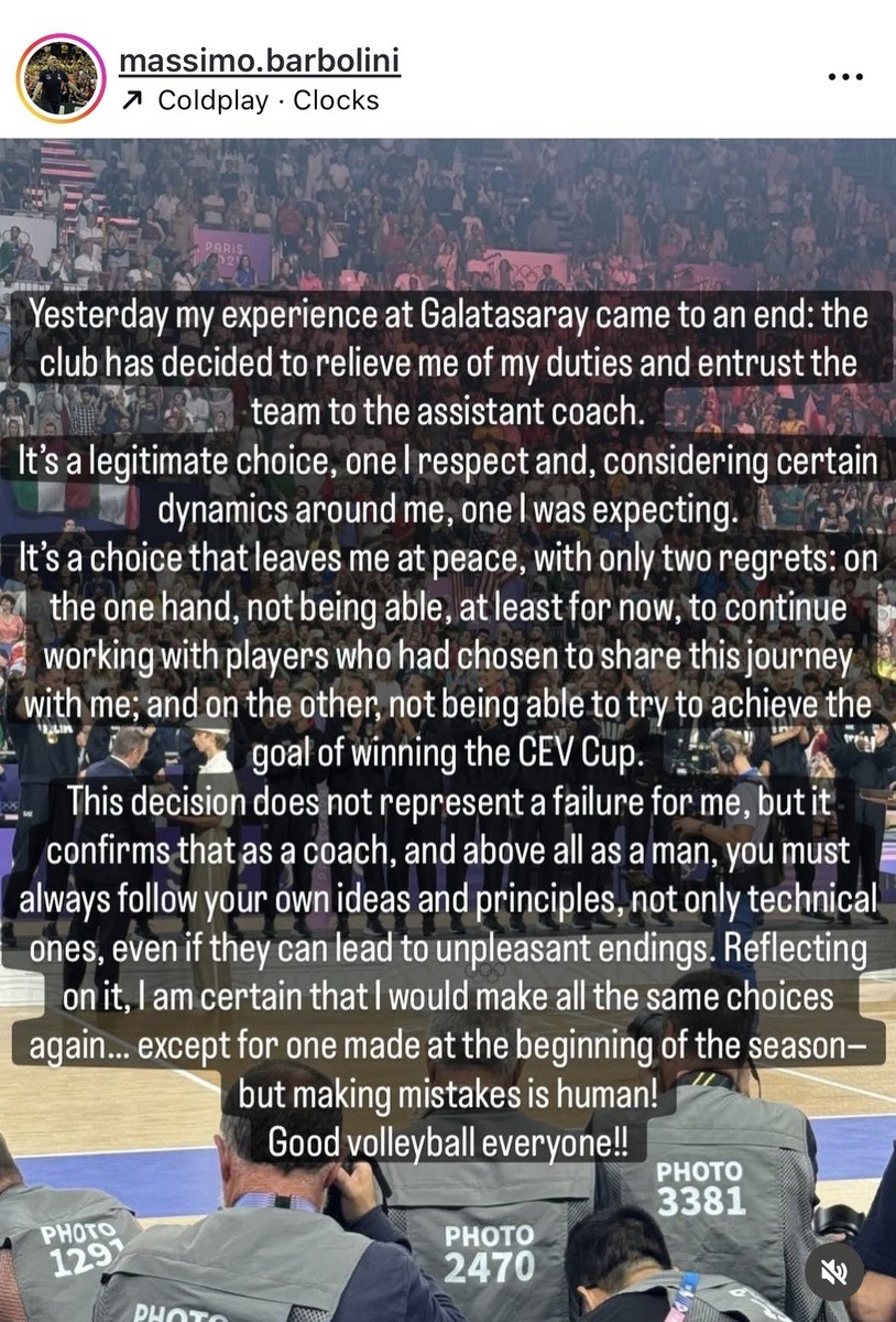 Turchia: Ufficiale la separazione Barbolini - Galatasaray