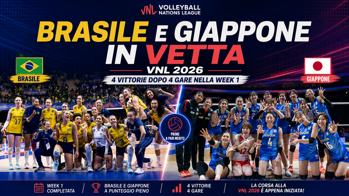 VNL F.: Tutti i risultati dell'ultima giornata della 1. week e le statistiche. La classifica
