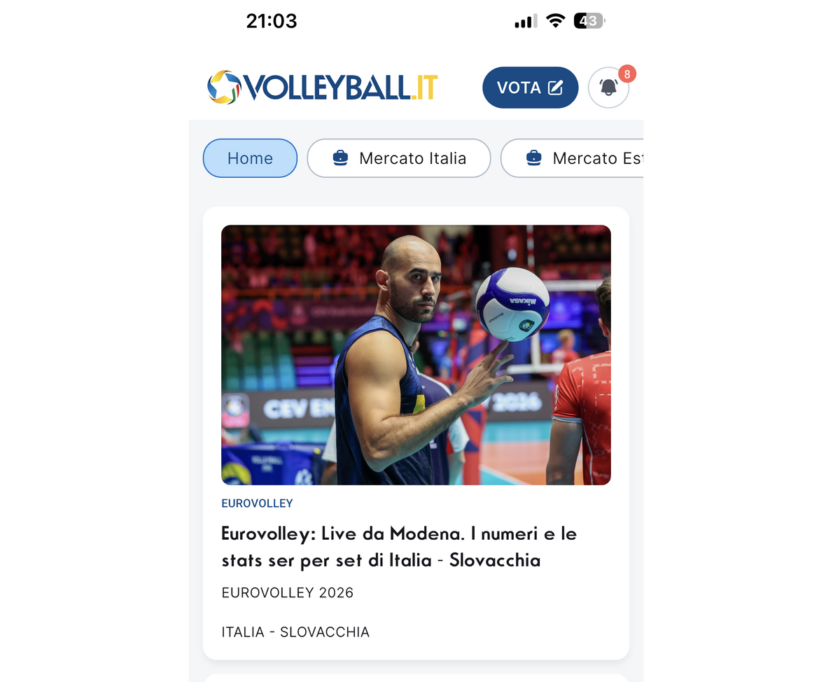 Eurovolley: Sull'App Volleyball.it+ le stats set per set di Italia - Slovacchia