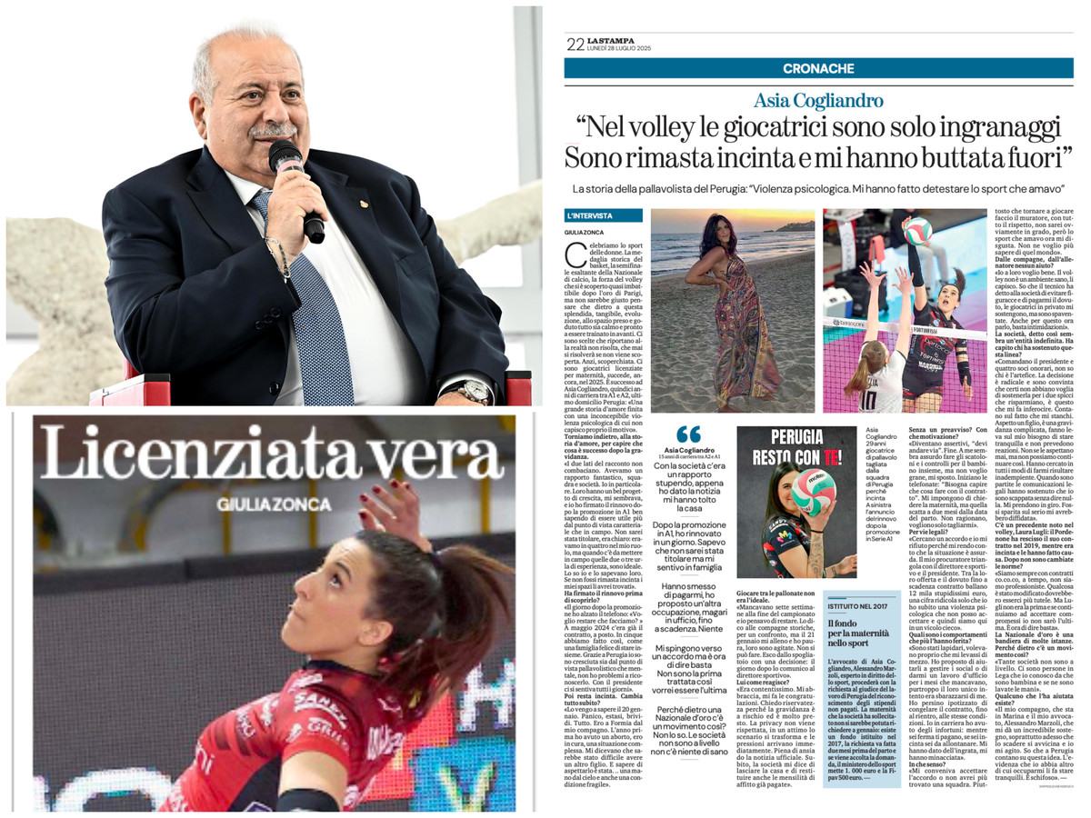 Caso Cogliandro/Perugia: Manfredi, "La maternità non è una colpa. La Fipav sarà sempre in prima linea per tutelare le atlete"