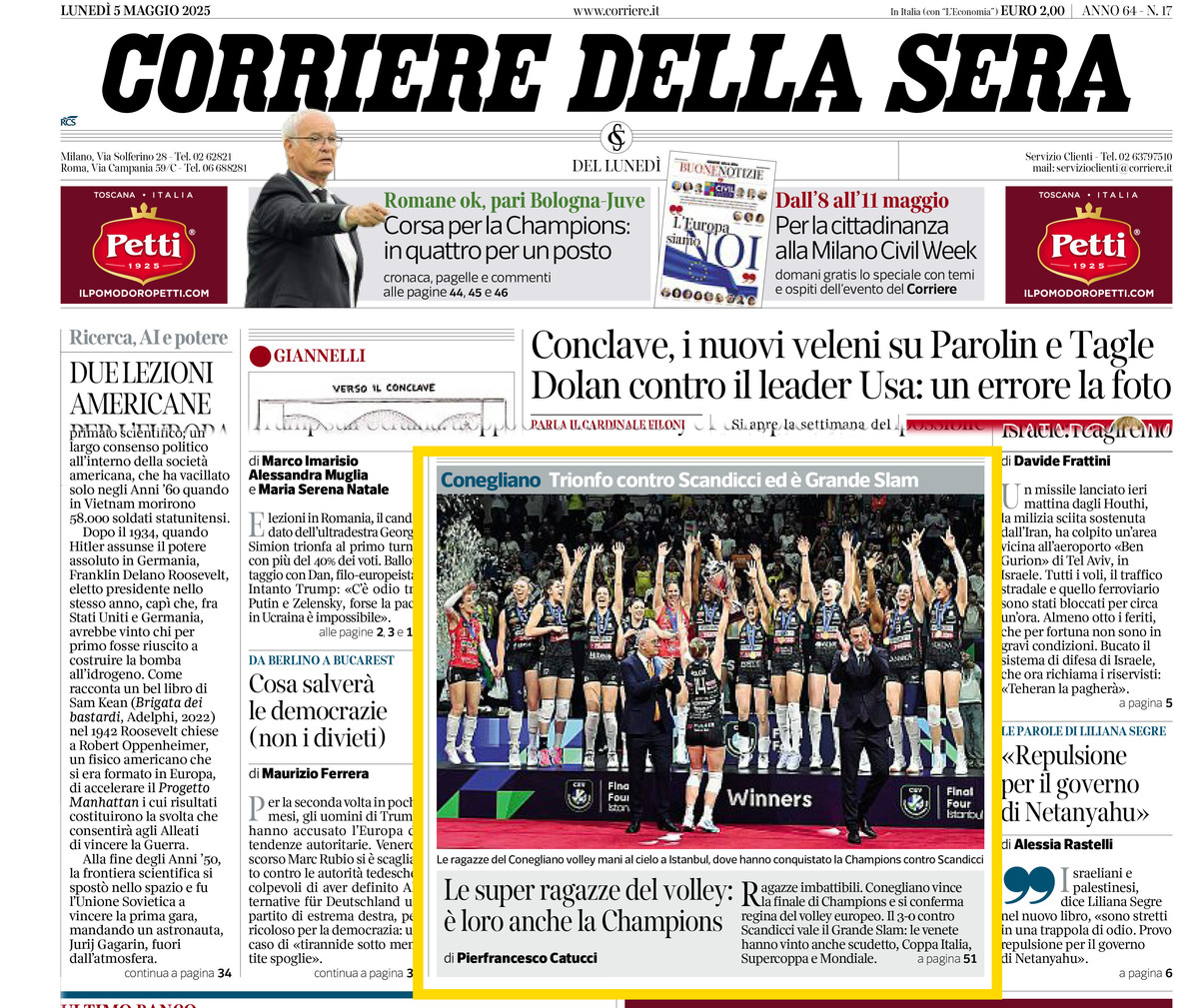 Champions League: Le prime pagine... Vince il Corsera