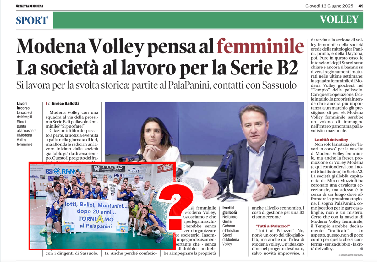 Modena: La 'mossa' di Modena Volley sul femminile e il nuovo “caso PalaPanini”