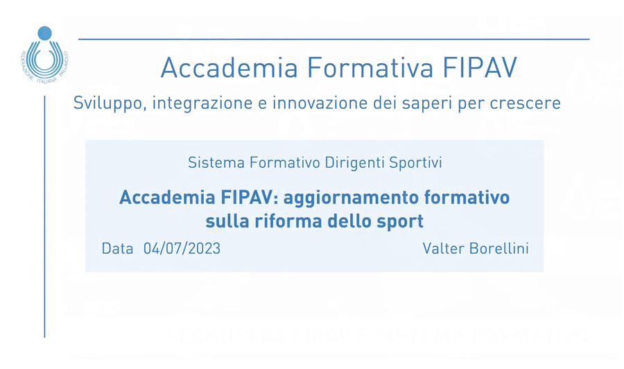 Fipav: Online il video sulla Riforma del lavoro Sportivo