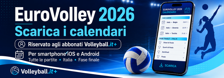 EuroVolley 2026: Su Volleyball.it+ i calendari da scaricare sullo smartphone EuroVolley 2026: Su Volleyball.it+ i calendari da scaricare sullo smartphone