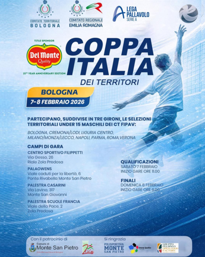 Del Monte Coppa Italia dei Territori: A Bologna doppio appuntamento di volley giovanile