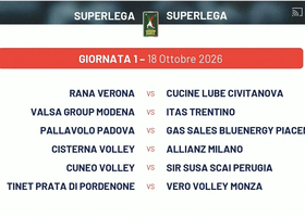 Superlega: Il calendario 2026/27. Tutte le 11 giornate di andata Superlega: Il calendario 2026/27. Tutte le 11 giornate di andata