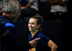 Carlotta Cambi torna al lavoro in azzurro