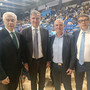 da sinistra il prefetto di Fermo Edoardo D'Alascio, l’Ad della Lega Pallavolo Fabio Fistetto, il sindaco di Grottazzolina Alberto Antognozzi, il presidente Rossano Romiti. da sinistra il prefetto di Fermo Edoardo D'Alascio, l’Ad della Lega Pallavolo Fabio Fistetto, il sindaco di Grottazzolina Alberto Antognozzi, il presidente Rossano Romiti.