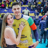 Dobromir Dimitrov con la moglie, Nancy, Miss Bulgaria 2013