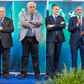 Da sinistra: Il presidente Fipav Giuseppe Manfredi, i vicepresidenti Elio Sità e Massimo Sala, il Presidente Fipav Lombardia Piero Cezza  (Credit Foto Daniela Tarantini)