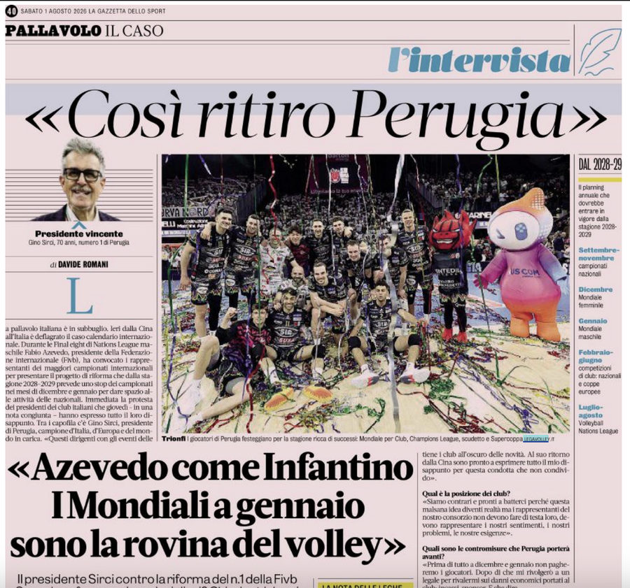 Calendari Internazionali: Anche Sirci attacca la FIVB: "Mondiali a gennaio? La rovina del volley, chiederò i danni" Calendari Internazionali: Anche Sirci attacca la FIVB: "Mondiali a gennaio? La rovina del volley, chiederò i danni"