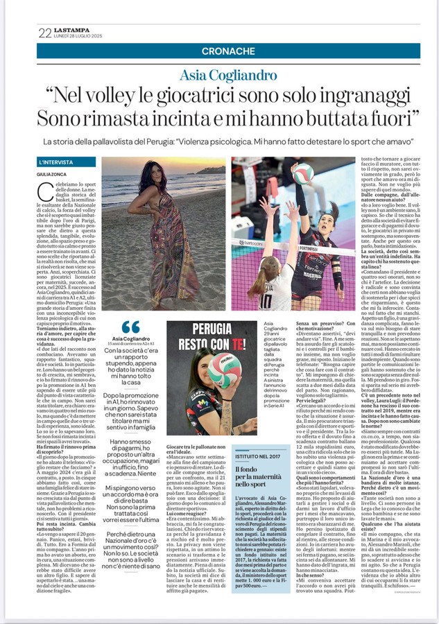 Caso Cogliandro: L'intervista completa di Asia a La Stampa