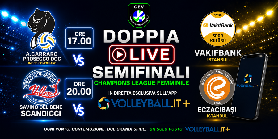 Champions League F. volley: Dove seguire le semifinali live su Volleyball.it+