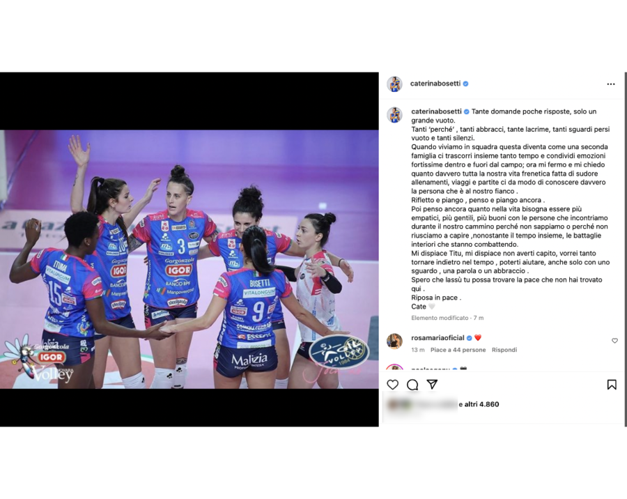 L'addio di Ituma: Il commovente post di Caterina Bosetti. &quot;Ciao Titu, mi dispiace non averti capito&quot;