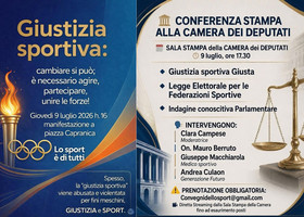 Giustizia sportiva, il 9 luglio i giovani scendono in piazza davanti alla Camera: manifestazione e conferenza stampa per chiedere riforme Giustizia sportiva, il 9 luglio i giovani scendono in piazza davanti alla Camera: manifestazione e conferenza stampa per chiedere riforme