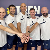 Lo staff tecnico di Trentino Volley pronto per iniziare la preparazione Pirani, Barbieri, Soli, Dipinto, Dalla Fina