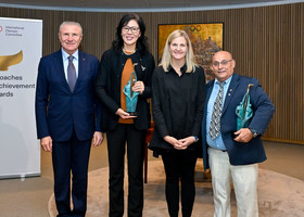 Nella foto Sergey Bubka, Jenny Lang Ping,  Kirsty Coventry e Raúl de Jesús Trujillo Díaz