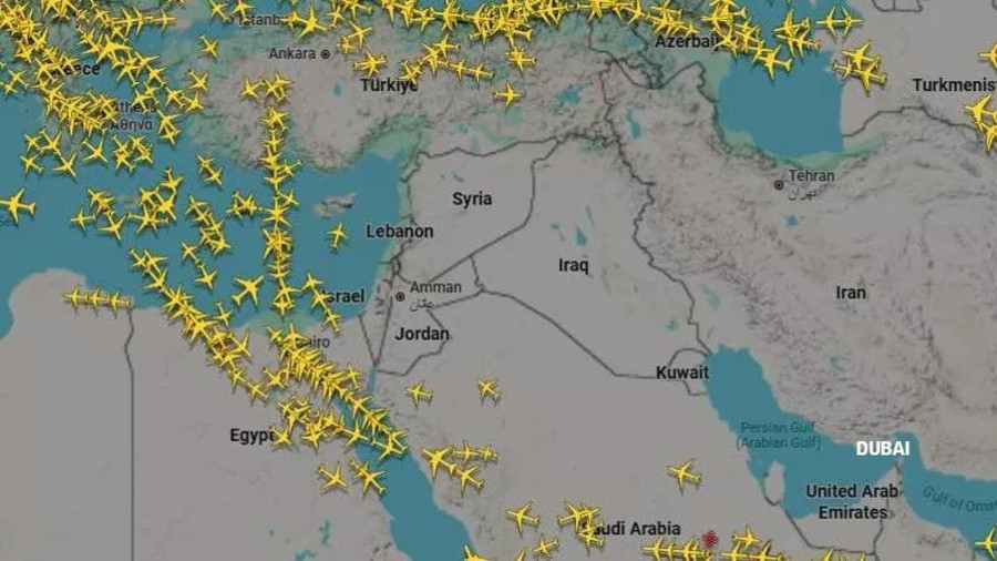 L'area mediorientale senza voli L'area mediorientale senza voli