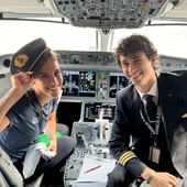Alessia Orro in cabina di pilotaggio