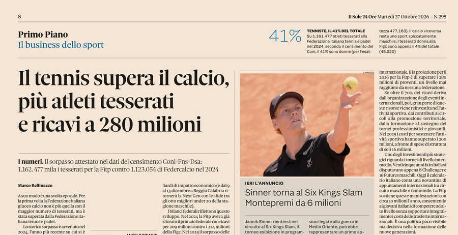 Indagine IlSole24Ore. Tesserati: il volley a quota 359.797, davanti a basket e atletica
