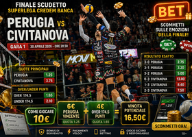 Finale Scudetto: Perugia favorita in Gara 1, Civitanova rincorre. Le quote e come giocare 10 euro