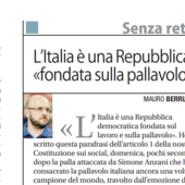 Rassegna Stampa: Avvenire, "LʼItalia è una Repubblica «fondata sulla pallavolo»" Rassegna Stampa: Avvenire, "LʼItalia è una Repubblica «fondata sulla pallavolo»"