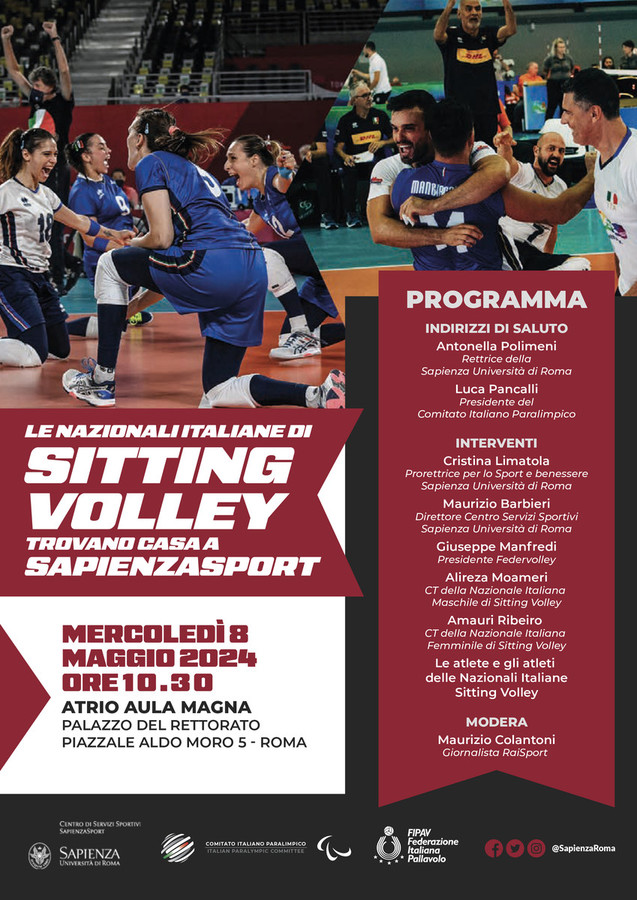 Sitting Volley: Mercoledì a Roma la presentazione dell’accordo tra Università Sapienza, CIP e FIPAV su SapienzaSport