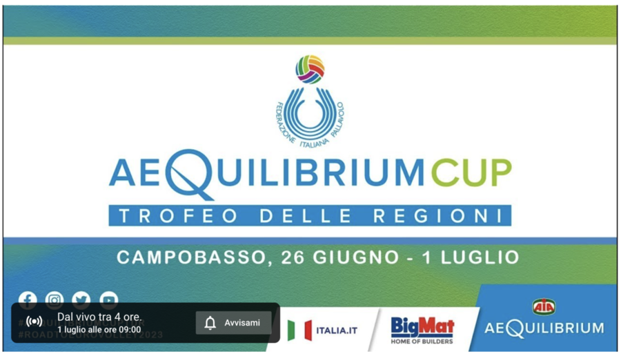 Aequilibrium Cup-Trofeo delle Regioni: ore 10.30 finale maschile Lombardia-Veneto. Live Streaming