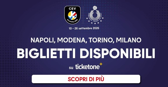 EuroVolley 2026: Riaperta la vendita dei biglietti per Napoli, Modena e Torino EuroVolley 2026: Riaperta la vendita dei biglietti per Napoli, Modena e Torino
