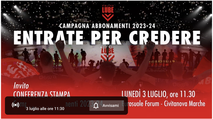 Civitanova: &quot;ENTRATE PER CREDERE&quot;  Conferenza stampa campagna abbonamenti 2023/24 - Live streaming