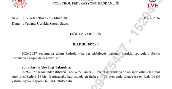 Turchia: Dalla stagione 2026/27 cambia il limite degli stranieri in Sultanlar ed Efeler Ligi... 6 tesserabili nei massimi campionati
