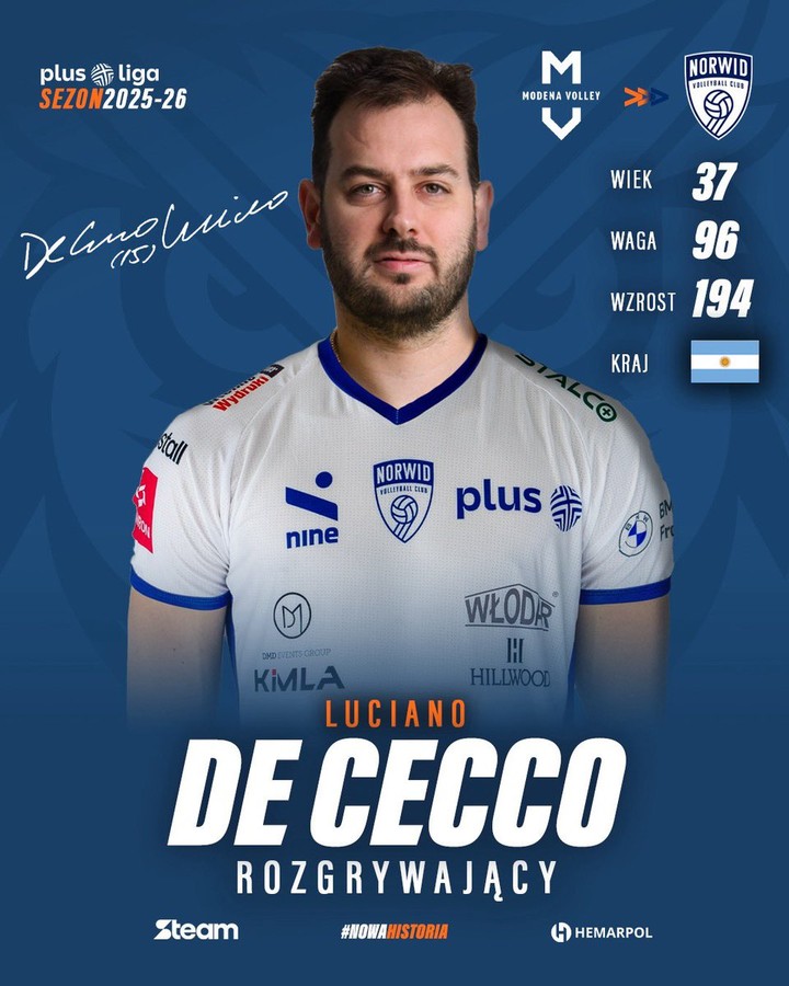 Polonia: De Cecco sbarca in PlusLiga. L'argentino firma con il Norwid Częstochowa