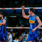L'Italia durante la sfida con la Germania nella FIPAV Cup Men Elite