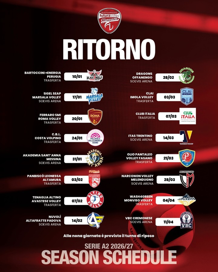 Futura Volley Giovani, esordio in A2 il 5 ottobre contro Perugia