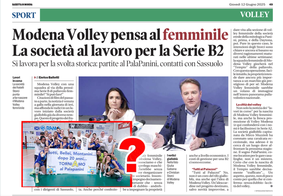 Modena: La 'mossa' di Modena Volley sul femminile e il nuovo “caso PalaPanini”
