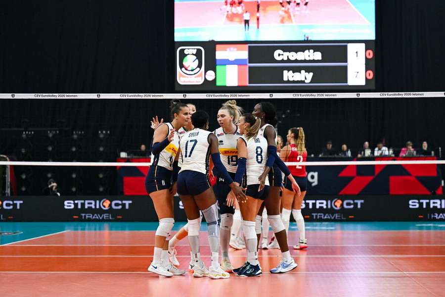 L'Italia durante la gara contro la Croazia agli EuroVolley 2026 L'Italia durante la gara contro la Croazia agli EuroVolley 2026