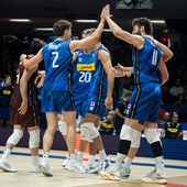 L'Italia maschile durante la vittoria sugli Stati Uniti nella VNL 2026
