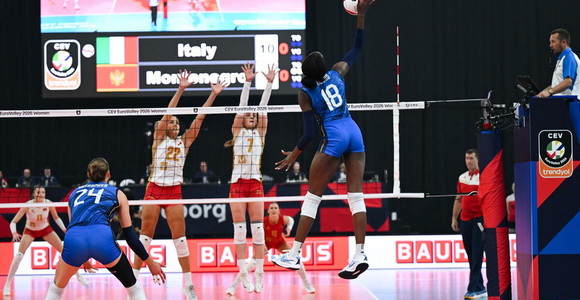 Le azzurre durante Italia-Montenegro agli EuroVolley 2026
