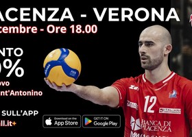 Promo Volleyball.it+ e Gas Sales Bluenergy Piacenza. Sull'APP il codice sconto del 50% per la sfida con Verona Promo Volleyball.it+ e Gas Sales Bluenergy Piacenza. Sull'APP il codice sconto del 50% per la sfida con Verona