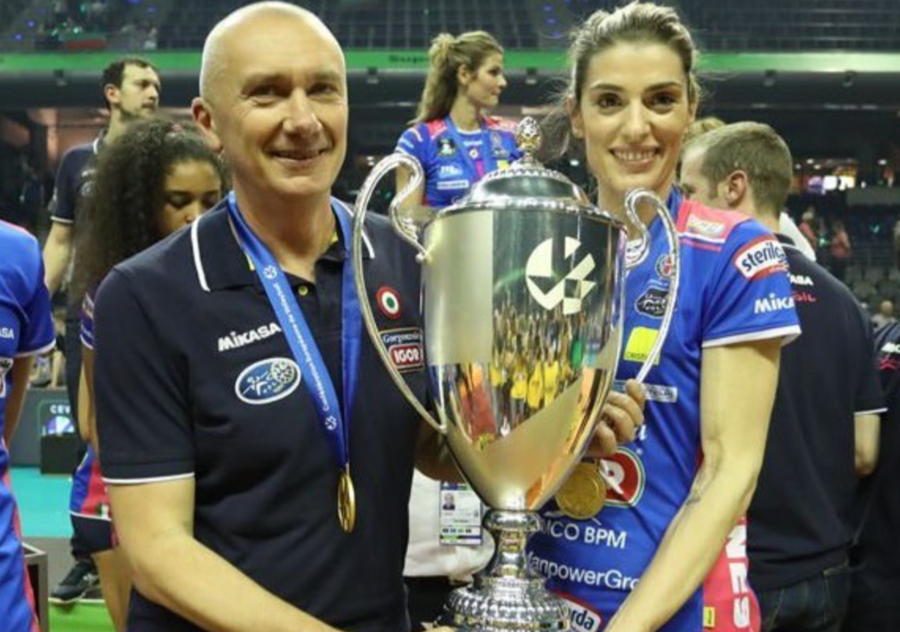 Barbolini e Piccinini con la Champions League vinta a Novara