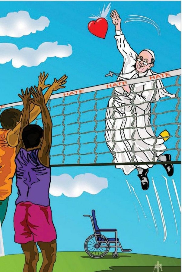 Editoria: Papa Francesco versione schiacciatore nella vignetta di Maupal