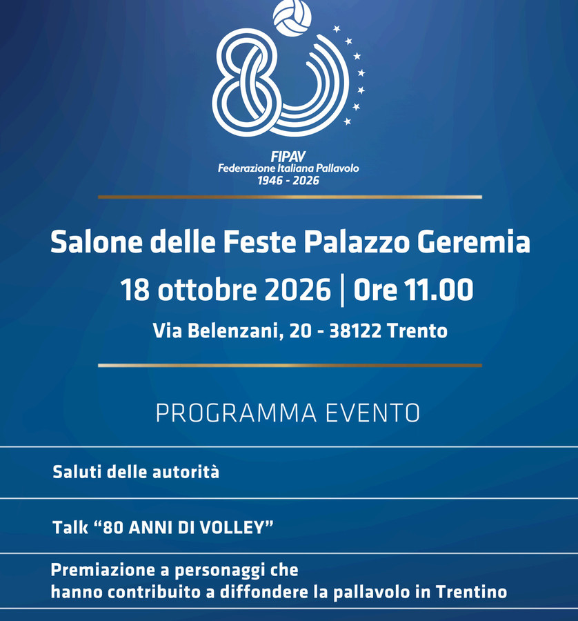 Trento: Gli 80 anni della FIPAV, domenica l’omaggio ai pionieri