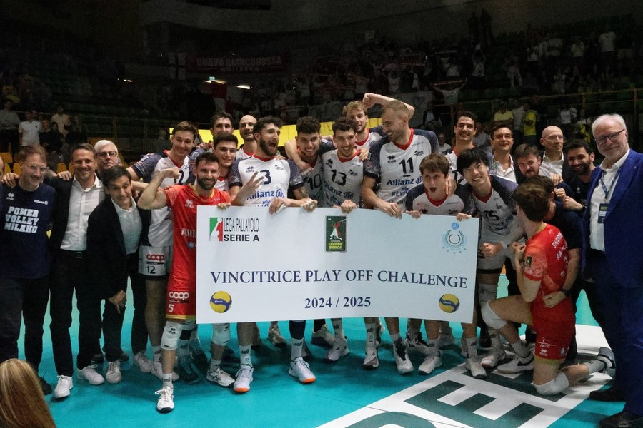 Superlega: Finale 5° posto, Milano sbanca il Palapanini 3-1 e va in Europa