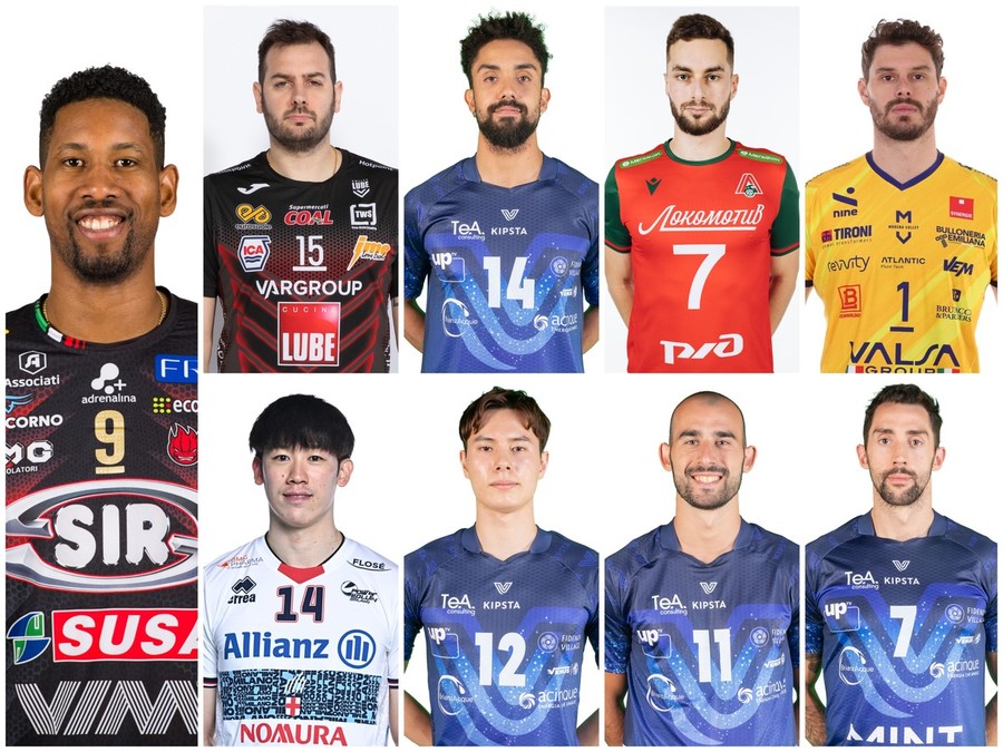 In senso orario... Leon, De Cecco, Cachopa, Abaev, Bruno, Maar, Galassi, Takahashi, Ishiwaka