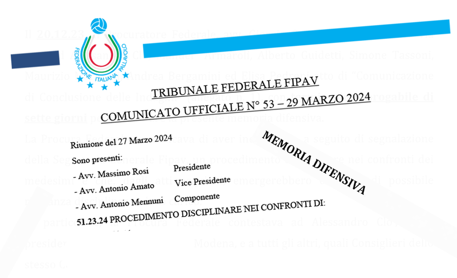 Tribunale Federale: Non luogo a procedere verso i vertici del CT Modena per la diffusione della memoria difensiva