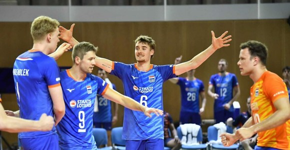 I Paesi Bassi durante la semifinale della CEV European League
