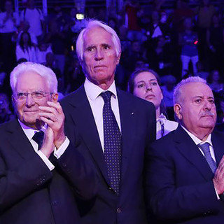 Il presidente Manfredi con il Presidente della Repubblica Mattarella e il Presidente del Coni Malagò