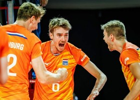 I Paesi Bassi festeggiano la qualificazione alla finale della CEV European League