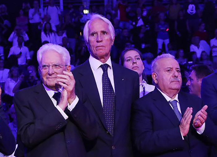 Il presidente Manfredi con il Presidente della Repubblica Mattarella e il Presidente del Coni Malagò